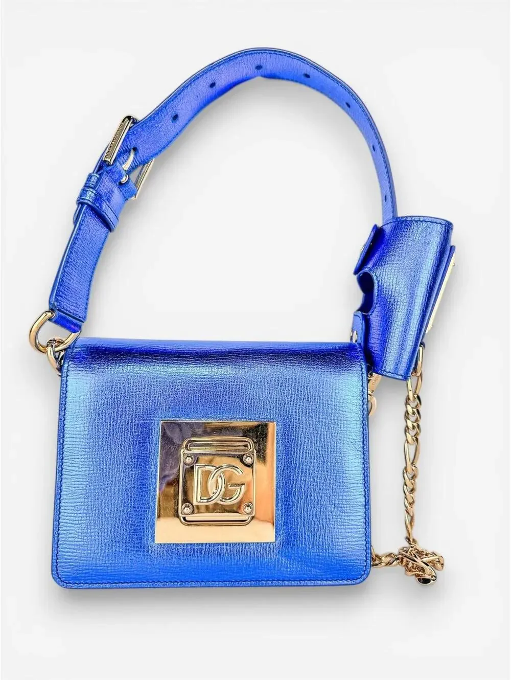 Dolce & Gabbana Bella Metallic Foiled Leather Shoulder Crossbody Bag Rare | NWT - Picture 2 of 9